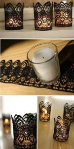 پارچه توری در پوشش ظرف شمع